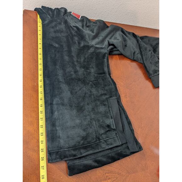 Members Mark Plush Hoodie XL Black Velour Soft Side Split Relaxed Fit Sweatshirt - Picture 9 of 11